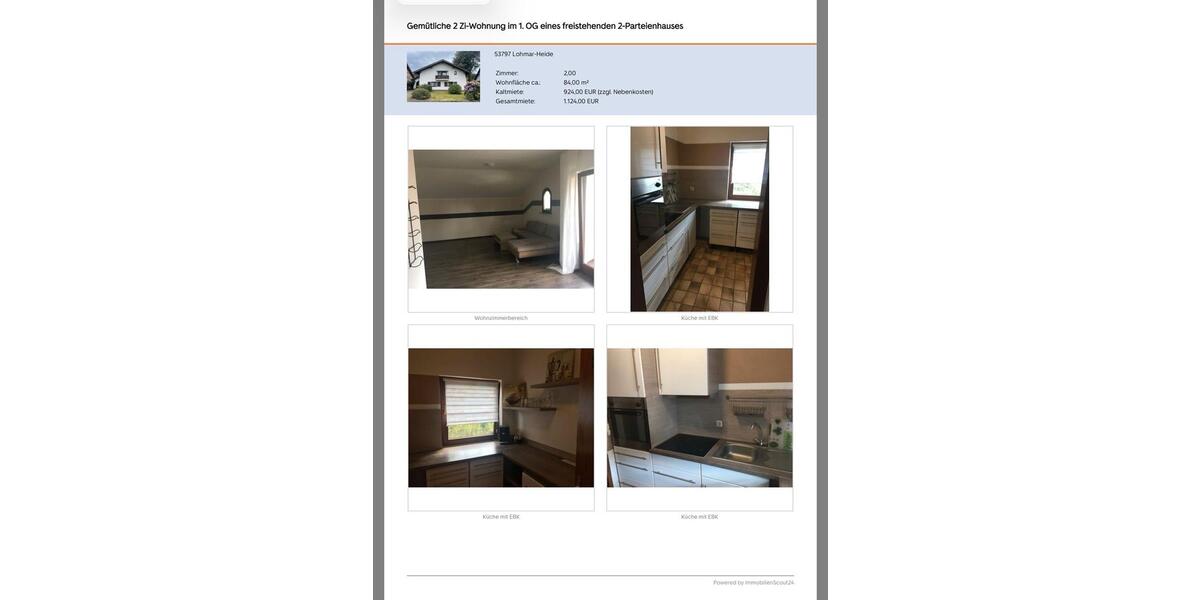 Etagenwohnung Neunkirchen-Seelscheid Seelscheid - 2 Zimmer, 84 m&sup2;, 924&euro; | Angebot:25907472