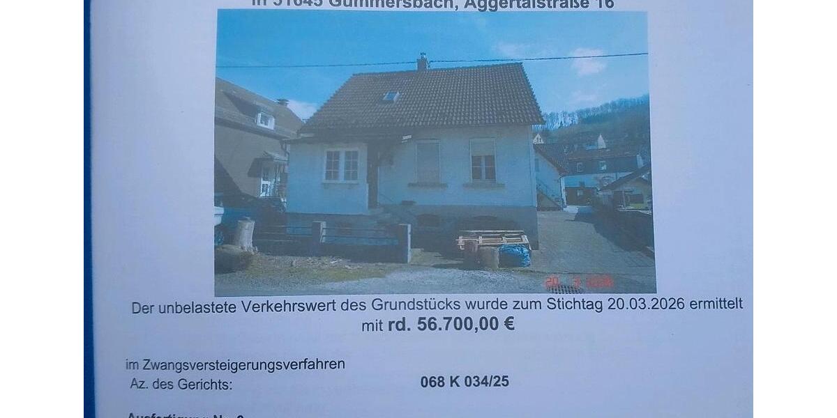 Einfamilienhaus Gummersbach Berstig Süd - 57.000&euro; | Angebot:27531698