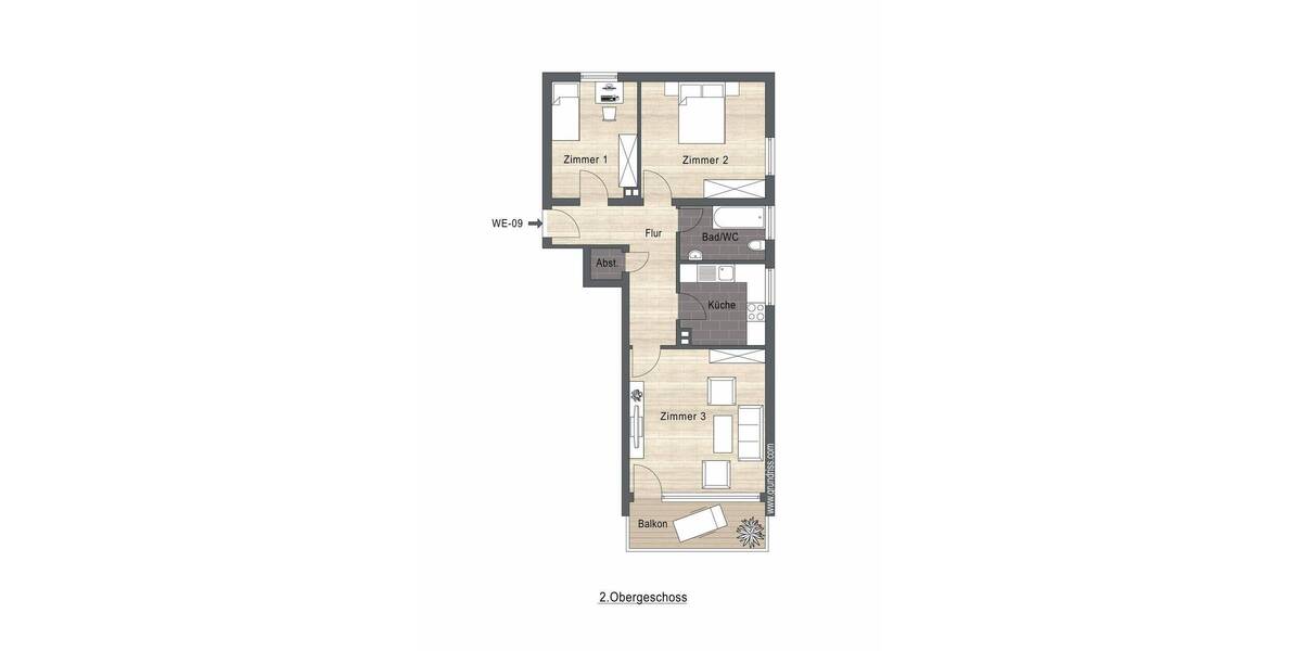 Etagenwohnung Lüdenscheid Wehberg - 3 Zimmer, 69 m&sup2;, 92.500&euro; | Angebot:26595982