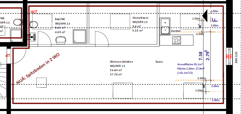 Dachgeschoßwohnung Gummersbach Berstig Süd - 2 Zimmer, 55 m&sup2;, 500&euro; | Angebot:25803944