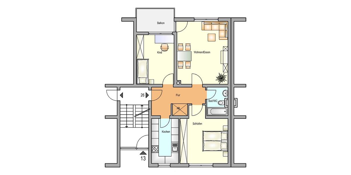 Etagenwohnung Radevormwald - 3 Zimmer, 75 m&sup2;, 549&euro; | Angebot:25868076