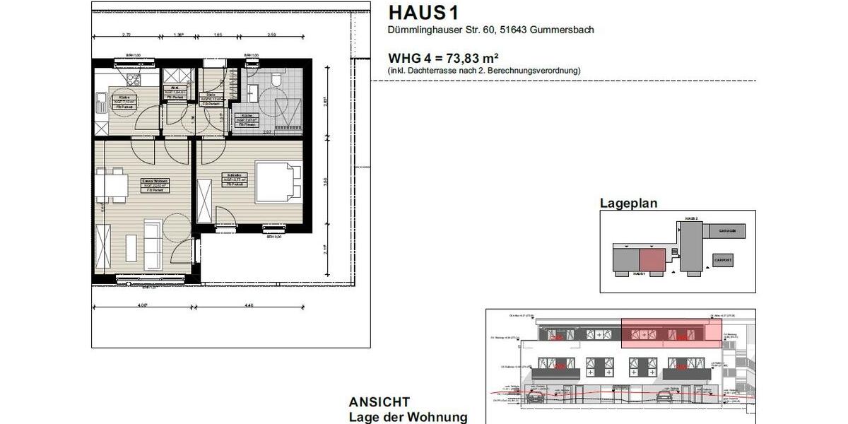 Etagenwohnung Gummersbach Hepel - 2 Zimmer, 74 m&sup2;, 894&euro; | Angebot:26546008