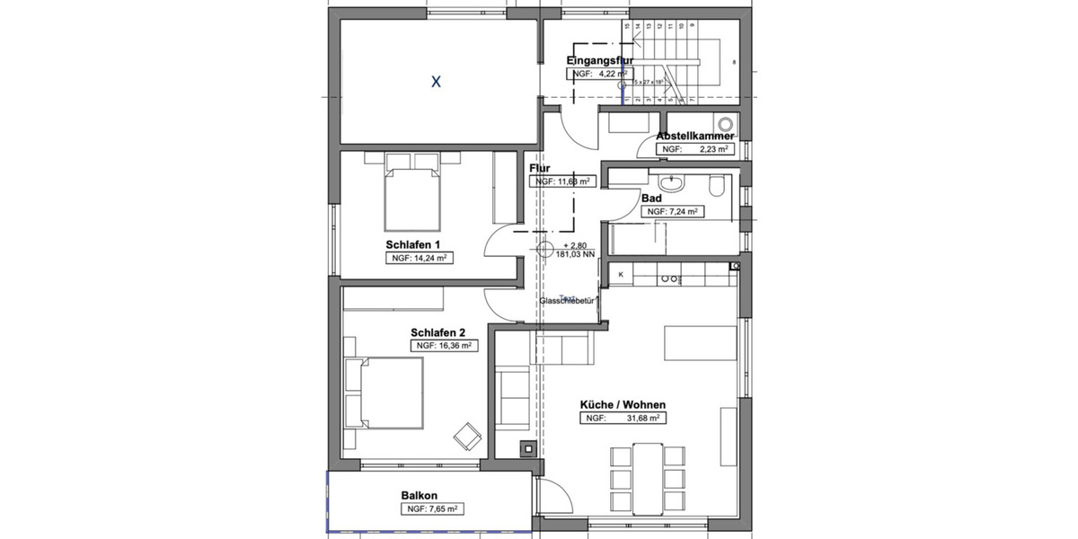 Etagenwohnung Windeck - 3 Zimmer, 86 m&sup2;, 850&euro; | Angebot:25855875