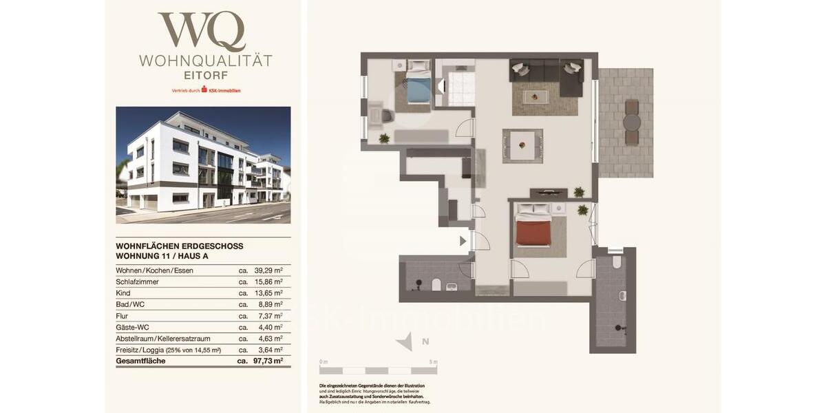 Erdgeschoßwohnung Eitorf - 3 Zimmer, 98 m&sup2;, 1.176&euro; | Angebot:25990258