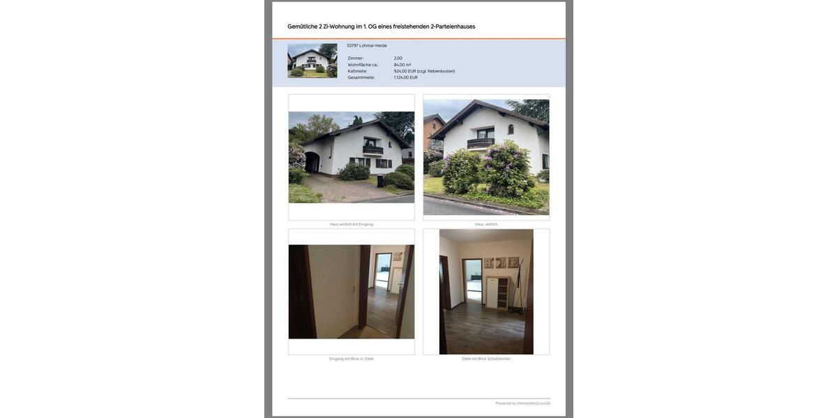 Etagenwohnung Neunkirchen-Seelscheid Seelscheid - 2 Zimmer, 84 m&sup2;, 924&euro; | Angebot:25907472