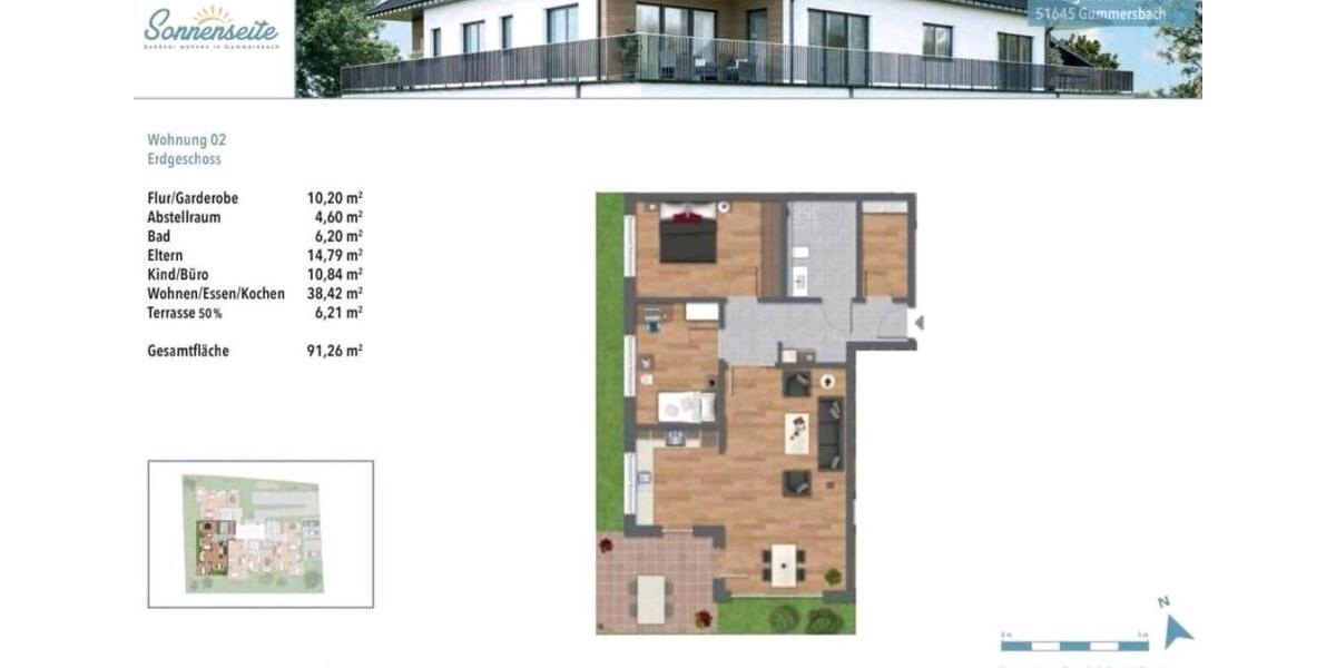 Erdgeschoßwohnung Gummersbach Berstig Süd - 3 Zimmer, 91 m&sup2;, 389.000&euro; | Angebot:27534138