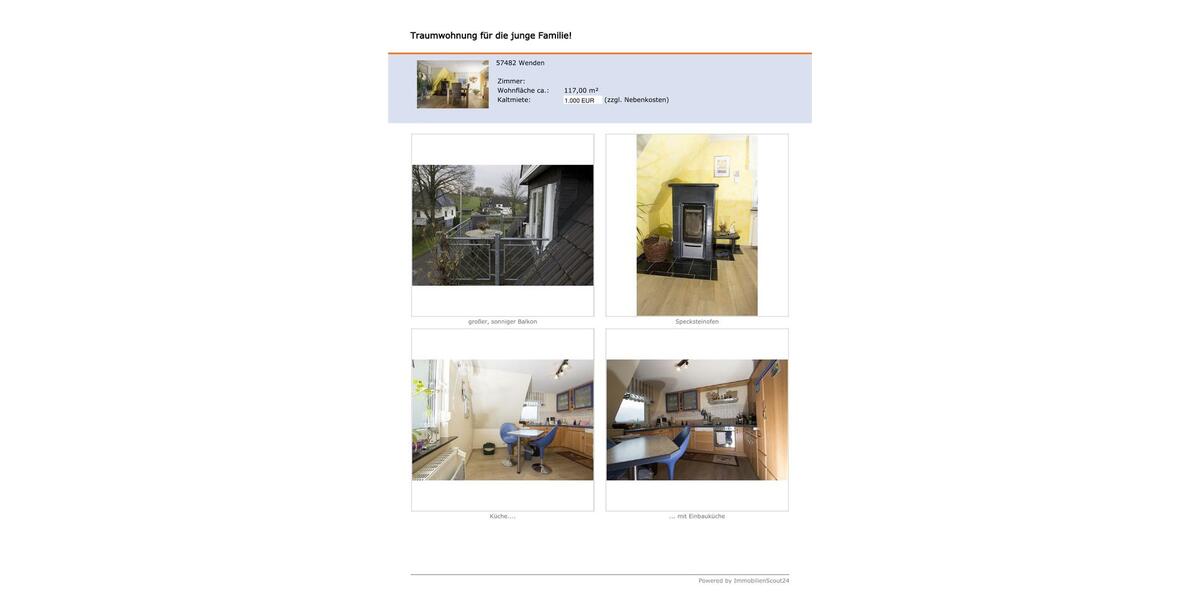 Dachgeschoßwohnung Wenden - 5 Zimmer, 119 m&sup2;, 1.000&euro; | Angebot:27593446