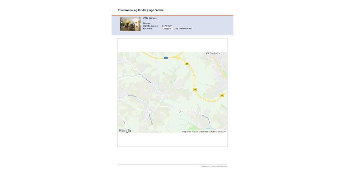 Dachgeschoßwohnung Wenden - 5 Zimmer, 119 m&sup2;, 1.000&euro; | Angebot:27593446