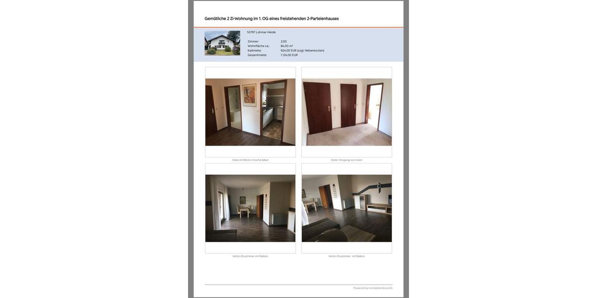 Etagenwohnung Neunkirchen-Seelscheid Seelscheid - 2 Zimmer, 84 m&sup2;, 924&euro; | Angebot:25907472