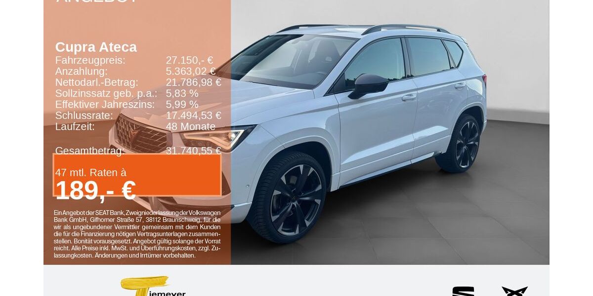 Cupra Ateca 37.689 km 26.570 &euro; Plettenberg 58840