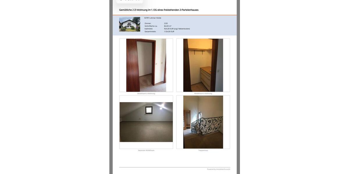 Etagenwohnung Neunkirchen-Seelscheid Seelscheid - 2 Zimmer, 84 m&sup2;, 924&euro; | Angebot:25907472